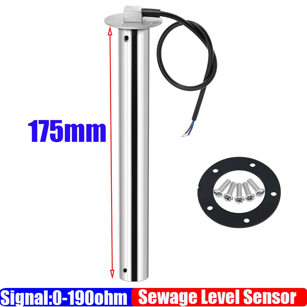 0-190ohm 52mm Holding Tank Gauge with Flash Alarm 150~550mm Sewage Level Sensor HTG Waste Level Meter Waterproof Car Boat Zmfjh image 3
