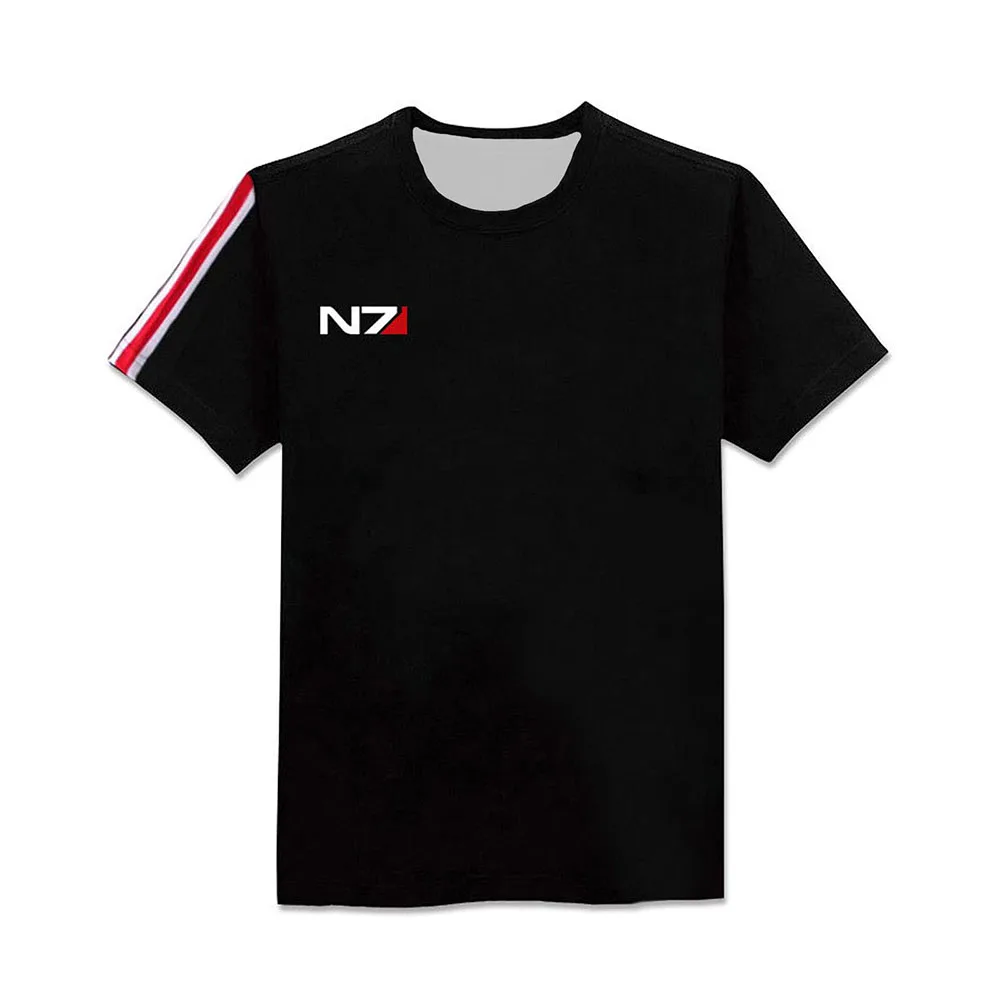 Mass Effect N7 Armor Men's Tshirt Black Cosplay Costume for Men Women Short Sleeve Loose Summer Tees Graphic 3D Print T-shirts