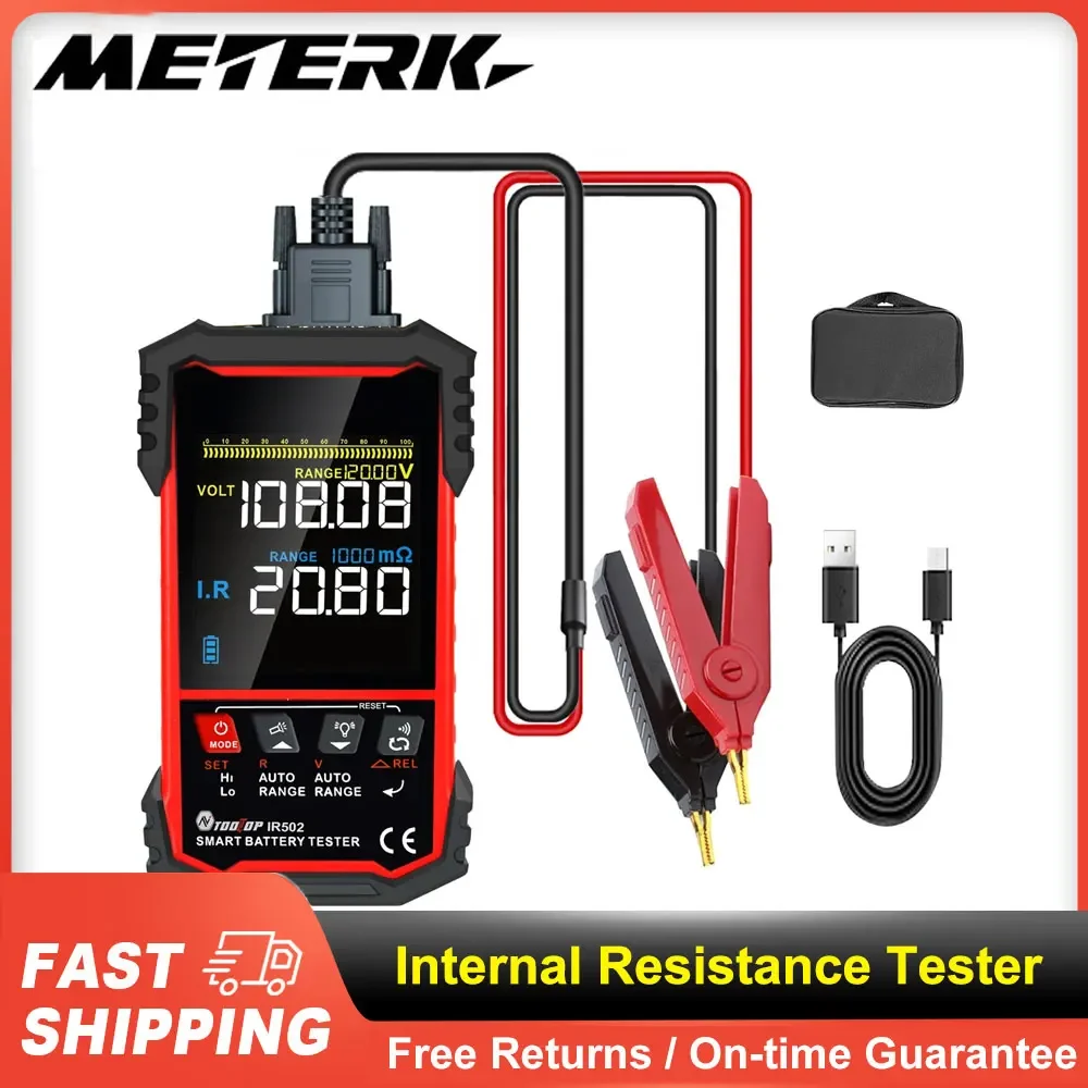 TOOLTOP IR500 IR502 500Ω Car Battery Internal Resistance Tester High Precision Battery Voltage Current Resistance Measure Meter