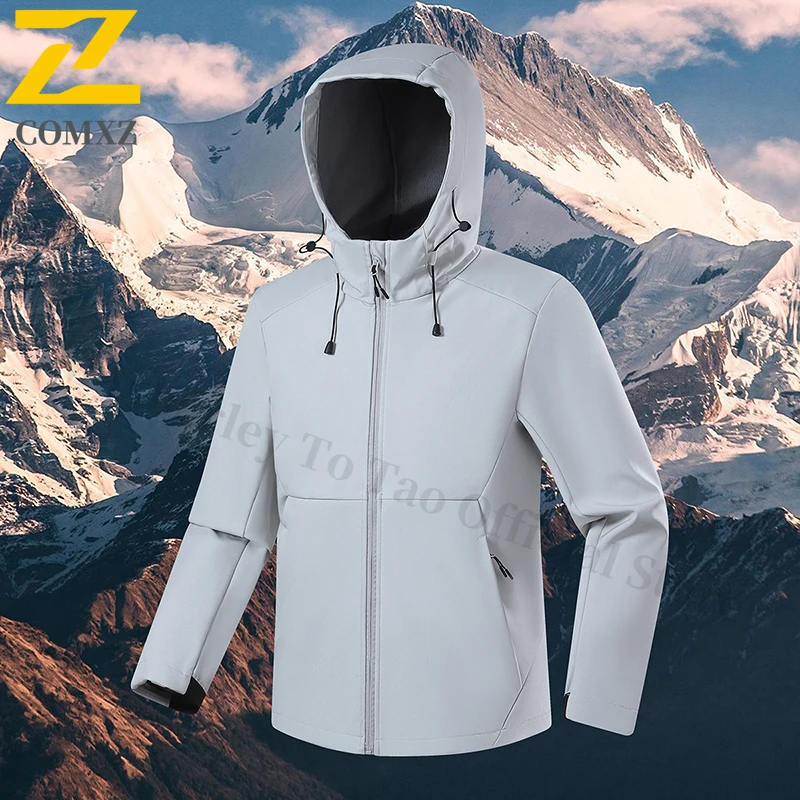 

Spring Camping Ski Jackets Trendy Soft Shell Wear-resistant Windbreaker Coats Hiking Hooded Waterproof Jacket Raincoat Clothing
