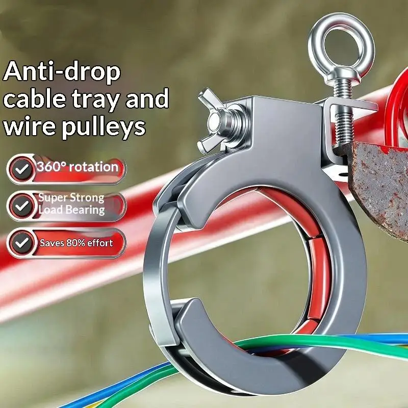 Cable Tray Pulley Roller Wire Pulling Tool Stainless Steel Adjustable Clamp Efficient Wiring Guide Construction Auxiliary Tool
