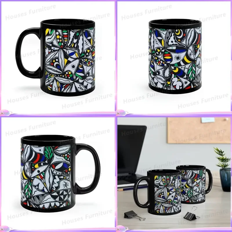 11oz Black Stoneware Magic Cup Sublimation Blank Custom Design Microwave Dishwasher Safe Thermal Insulation Heat Change Mug