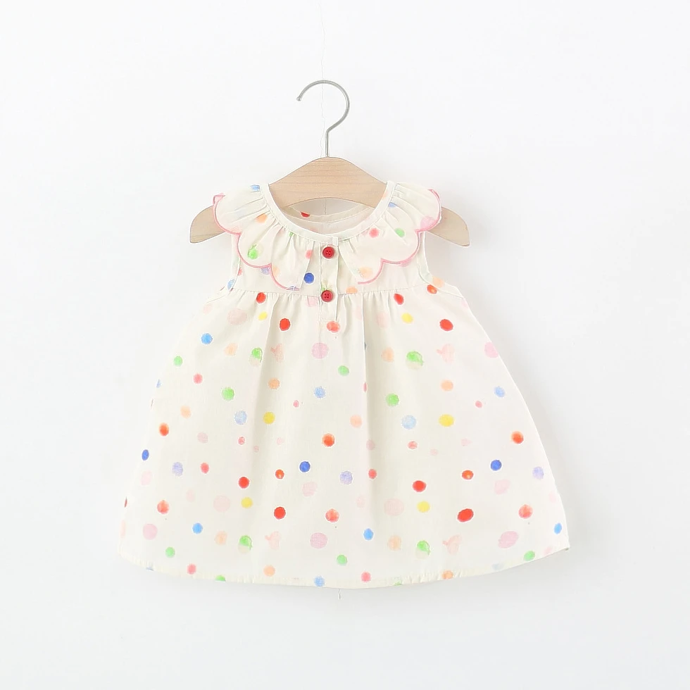 

Летнее платье для маленьких девочек, милое повседневное удобное платье в корейском стиле с разноцветными горошками, детская одежда для детей от 6 месяцев до 3 лет