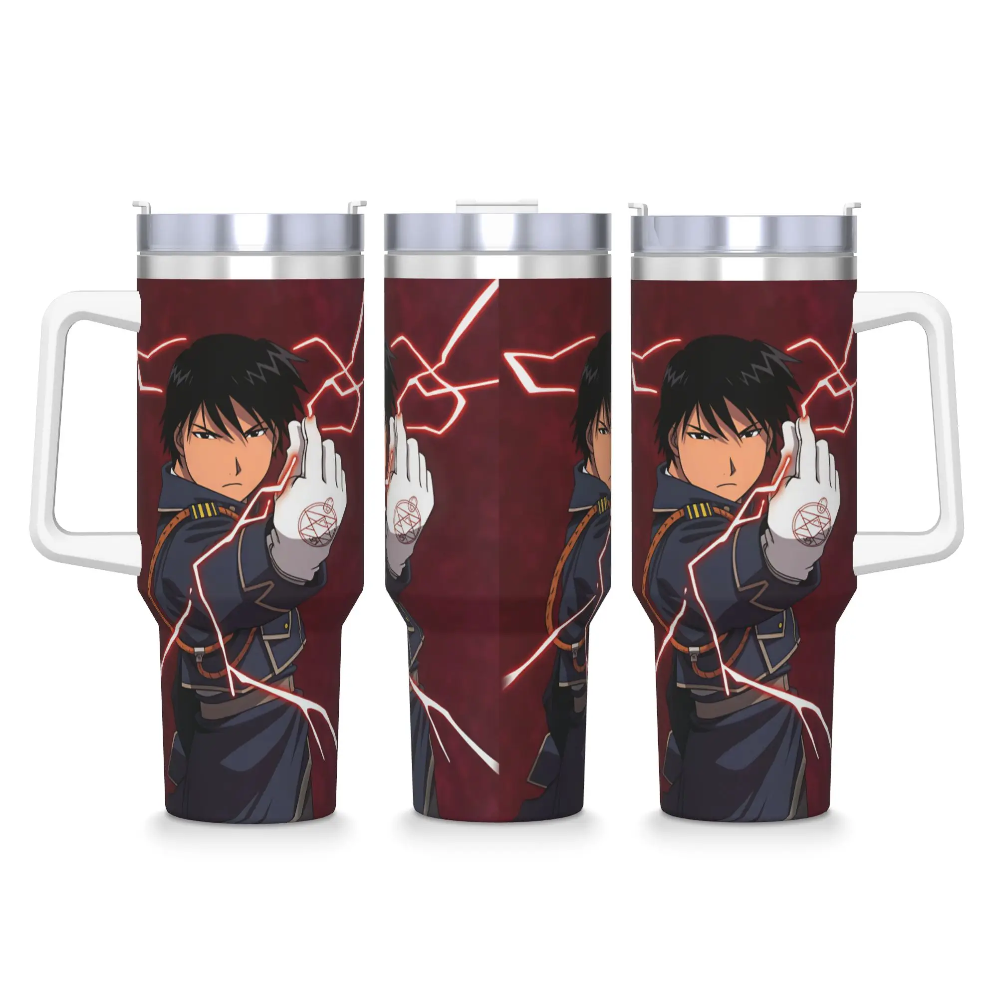 Roy Mustang Stainless Steel Tumbler Fullmetal Alchemists Travel Car Mugs 40oz Thermal Mug Portable Hot Drinks Milk Water Bottle