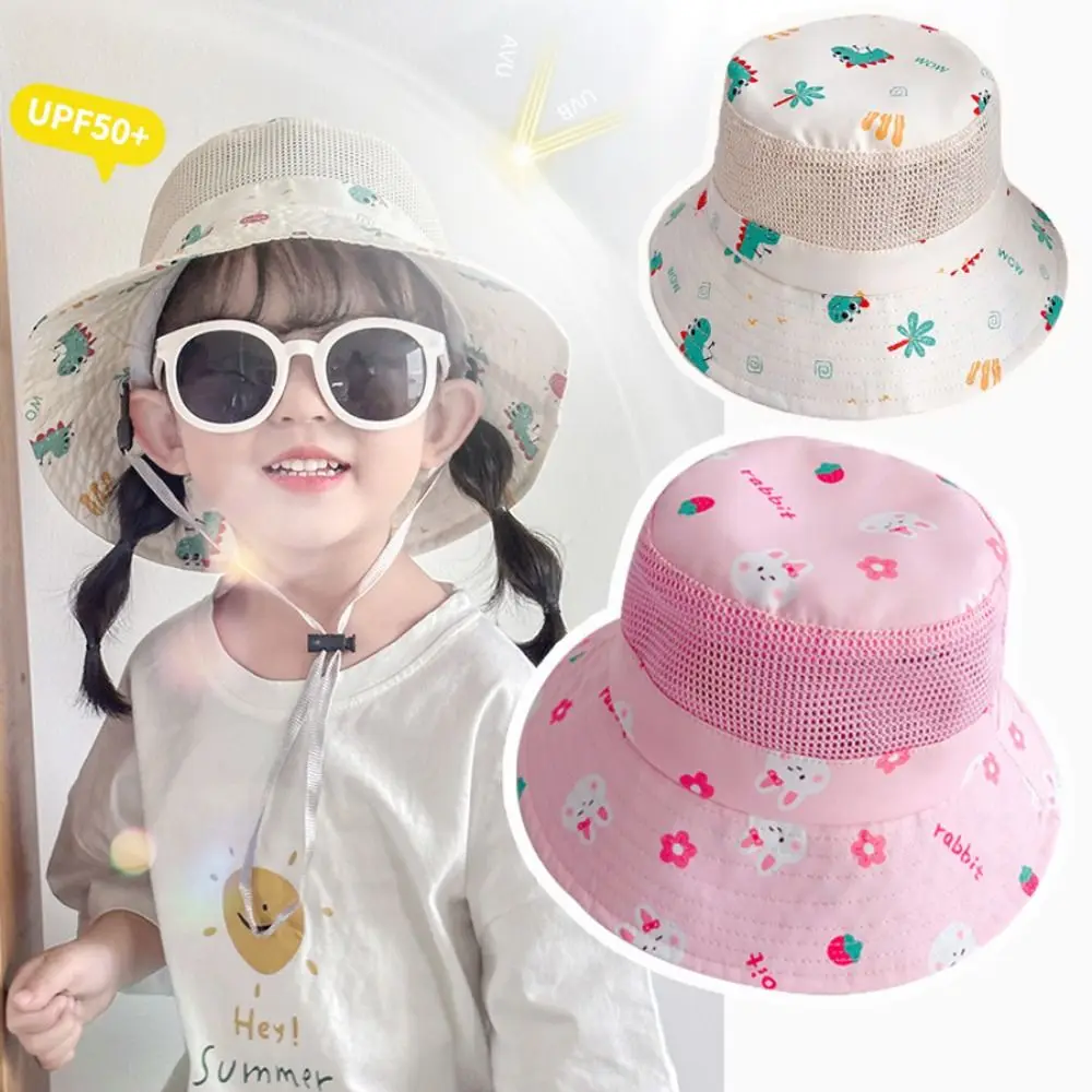 Outdoor Cartoon Baby Bucket Hats Print Sunscreen Panama Cap Breathable Fisherman's Cap Kids