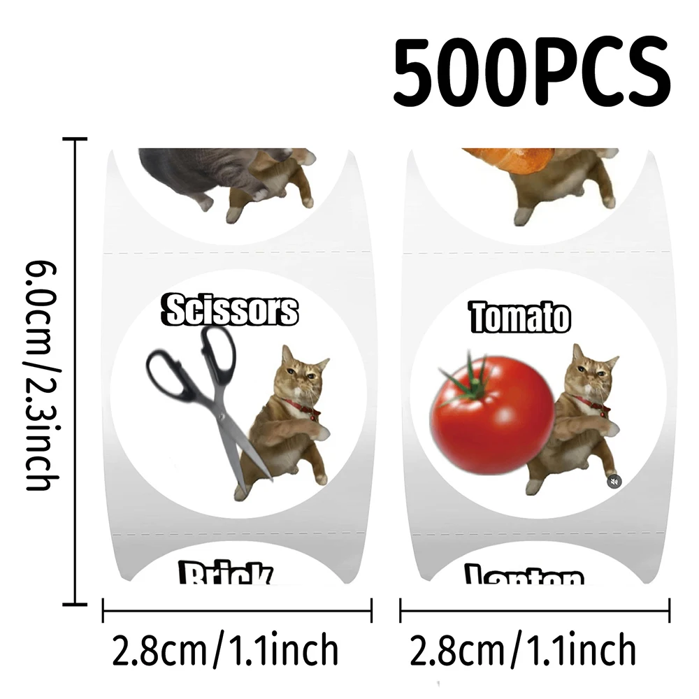 

500pcs/Roll Cartoon Creative Throwing Objects Cat Sealing Stickers DIY Suitcase Helmet Phone Funny Graffiti Decals Cute Sticker