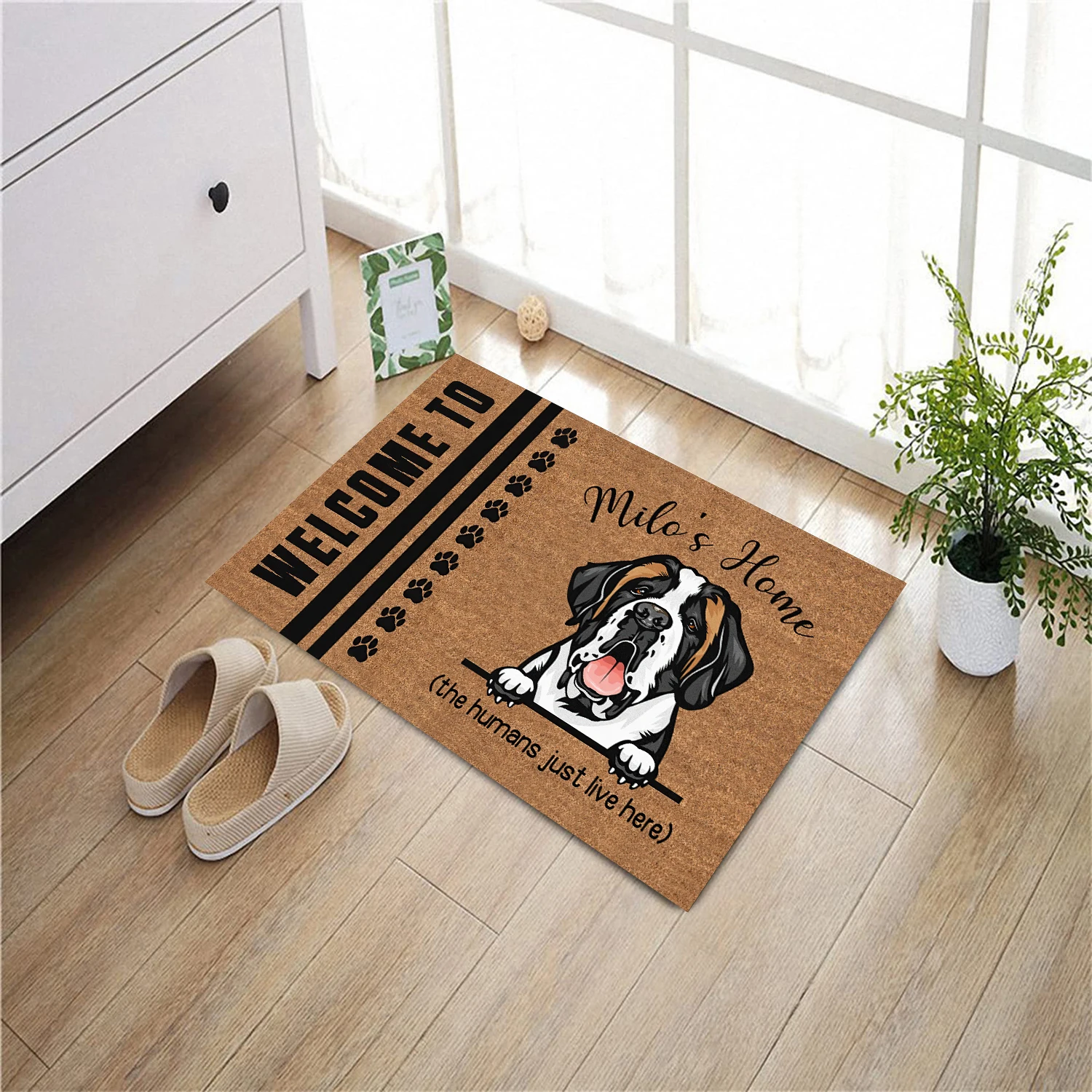 Custom Doormat Saint Bernard Rubber Bathroom Kitchen Mat Garden Garage Door Floor Mat Non-Slip Carpet Entrance Rug