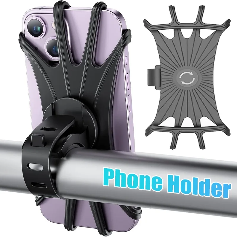 

Держатель велосипедного телефона для крепления мобильного телефона на мотоцикле 360° ° Вращающееся силиконовое велосипедное крепление для телефона Samsung Iphone 17ProMax Xiaomi