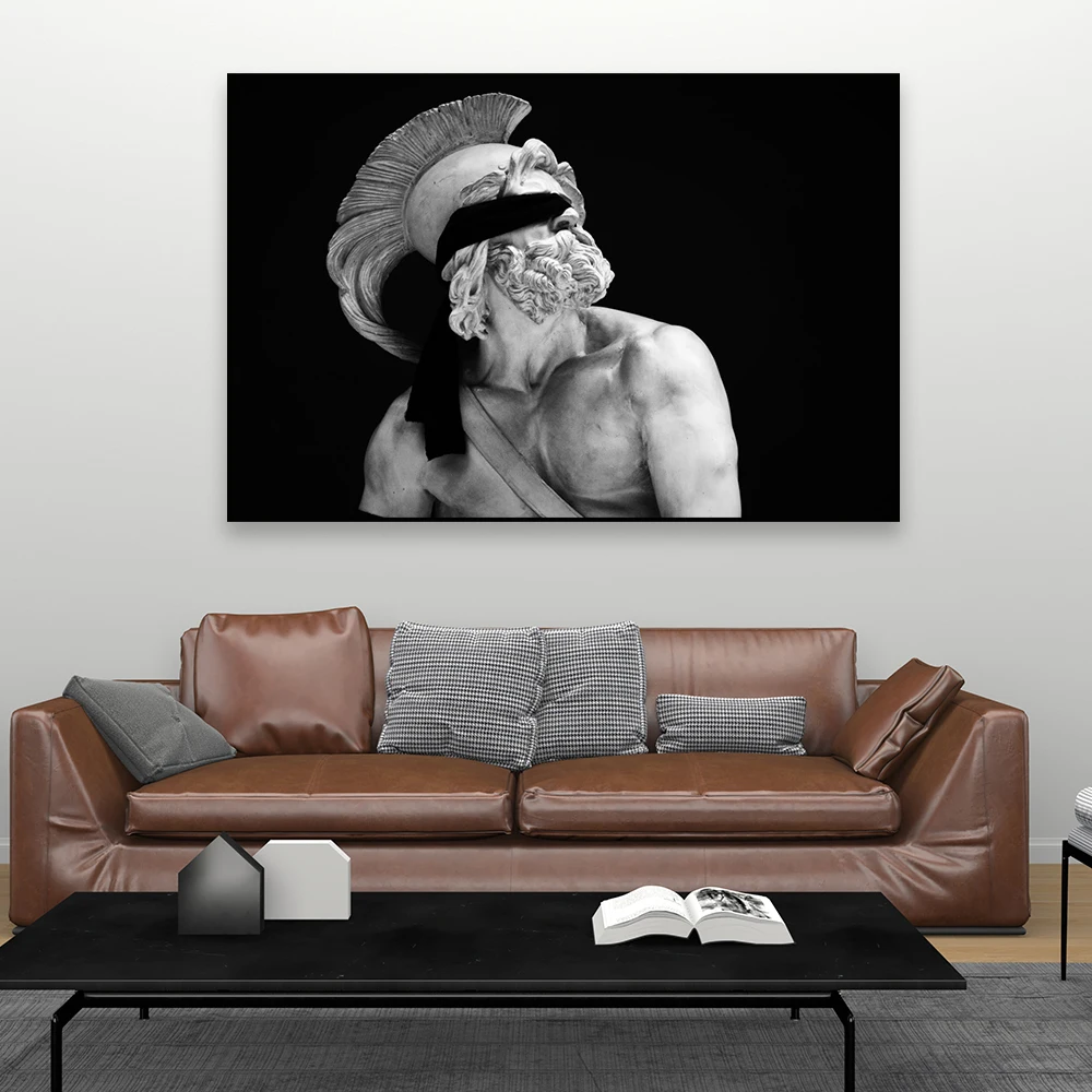 Black and White Modern Sculpture Poster Greek God Statue Prints Apollo Marble David Goddess Canvas Painting Home Wall Art Decor