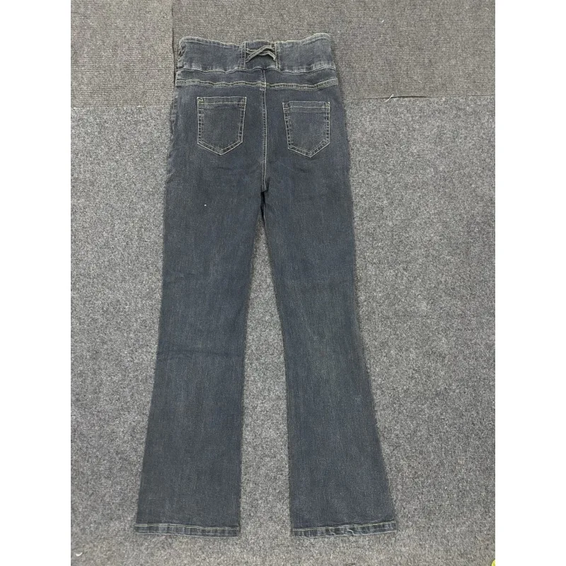 

2025 New Blue Jeans for Women in Summer: Small, Versatile, High Waist, Slimming, Floor Draping, Split, Micro flared Pants