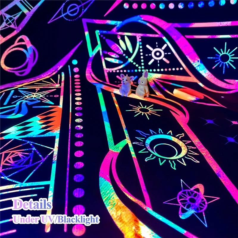 A45I نسيج لغرفة النوم ديكور الغرفة الجمالية قماش مزخرف جداري Blacklight نسيج الأشعة فوق البنفسجية رد الفعل الضوء الأسود الملصقات الملونة أ #6