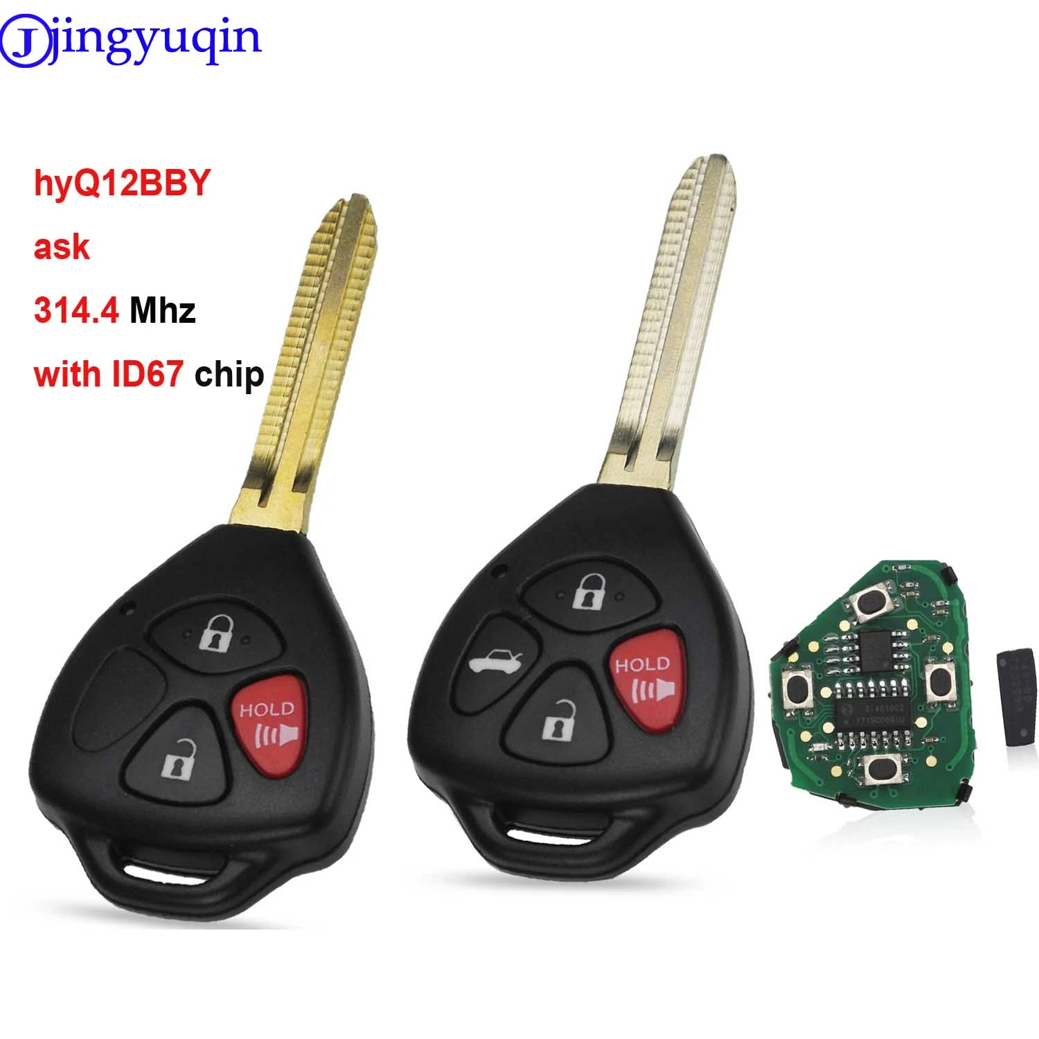 jingyuqin 3/4 B Pilot zdalnego sterowania ASK HyQ12BBY 314,4 MHz z chipem ID 67 do Toyota Camry Avalon Corolla Matrix RAV4 Venza Yaris