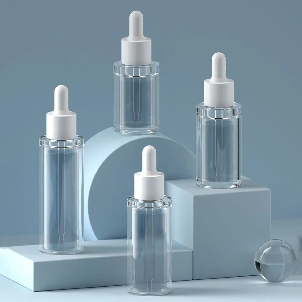 20-50ml Essential Oil Dropper Bottles Plastic White Refillable Bottles Transparent Cosmetic Liquid Containers