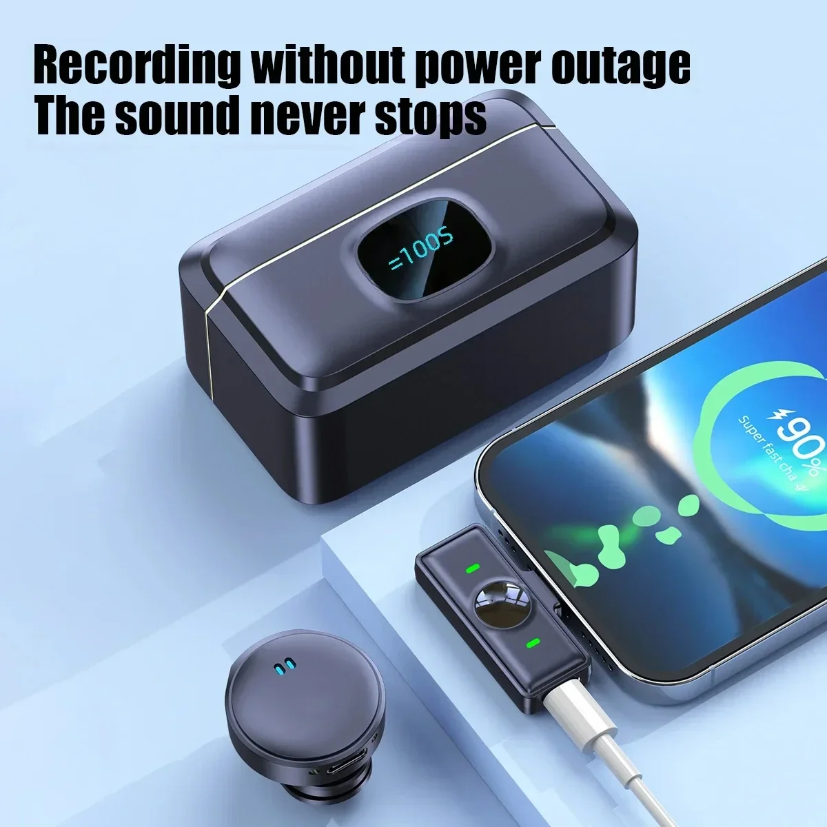 2.4GHz Wireless Microphone Lavalier Microphone Magnetic Suction Microphone With Charging Case For Video Recording Plug and Play