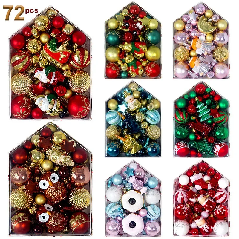 72Pcs Christmas Balls Ornaments for Xmas Christmas Tree Pendants Shatterproof Christmas Tree Decorations Hanging Ball for Party