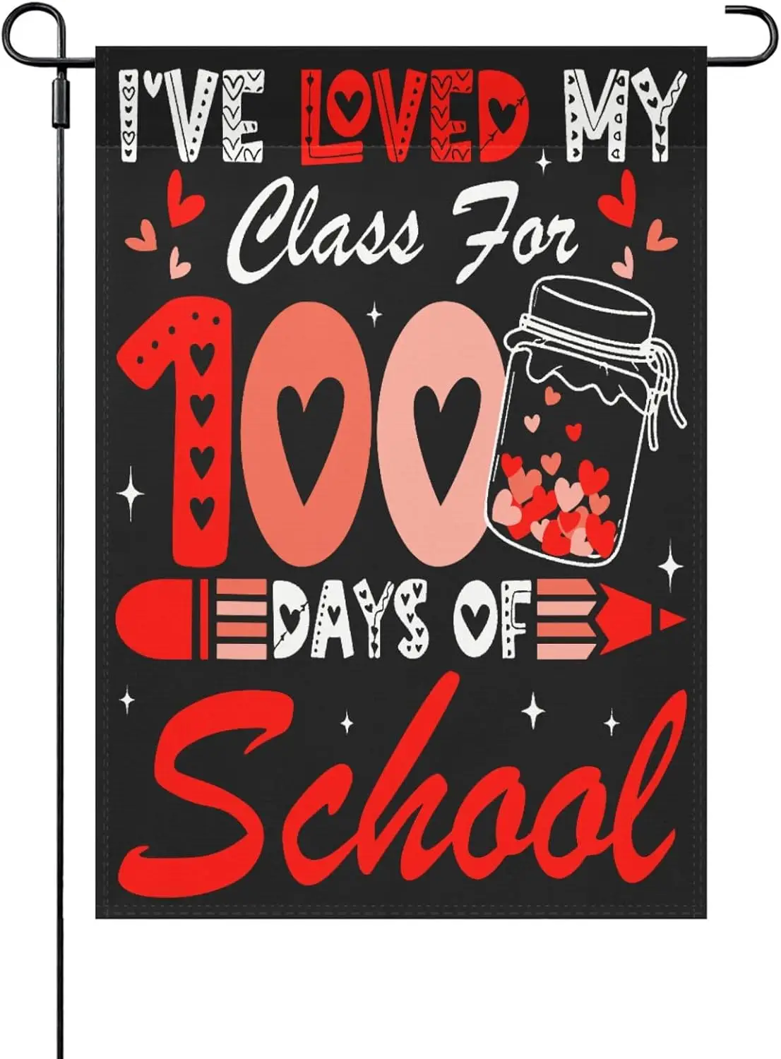 I've Loved My Class For 100 Of School Valentines Day Garden Flags 12x18 Double Sided Funny Yard Decor for Fall HHJ LLG
