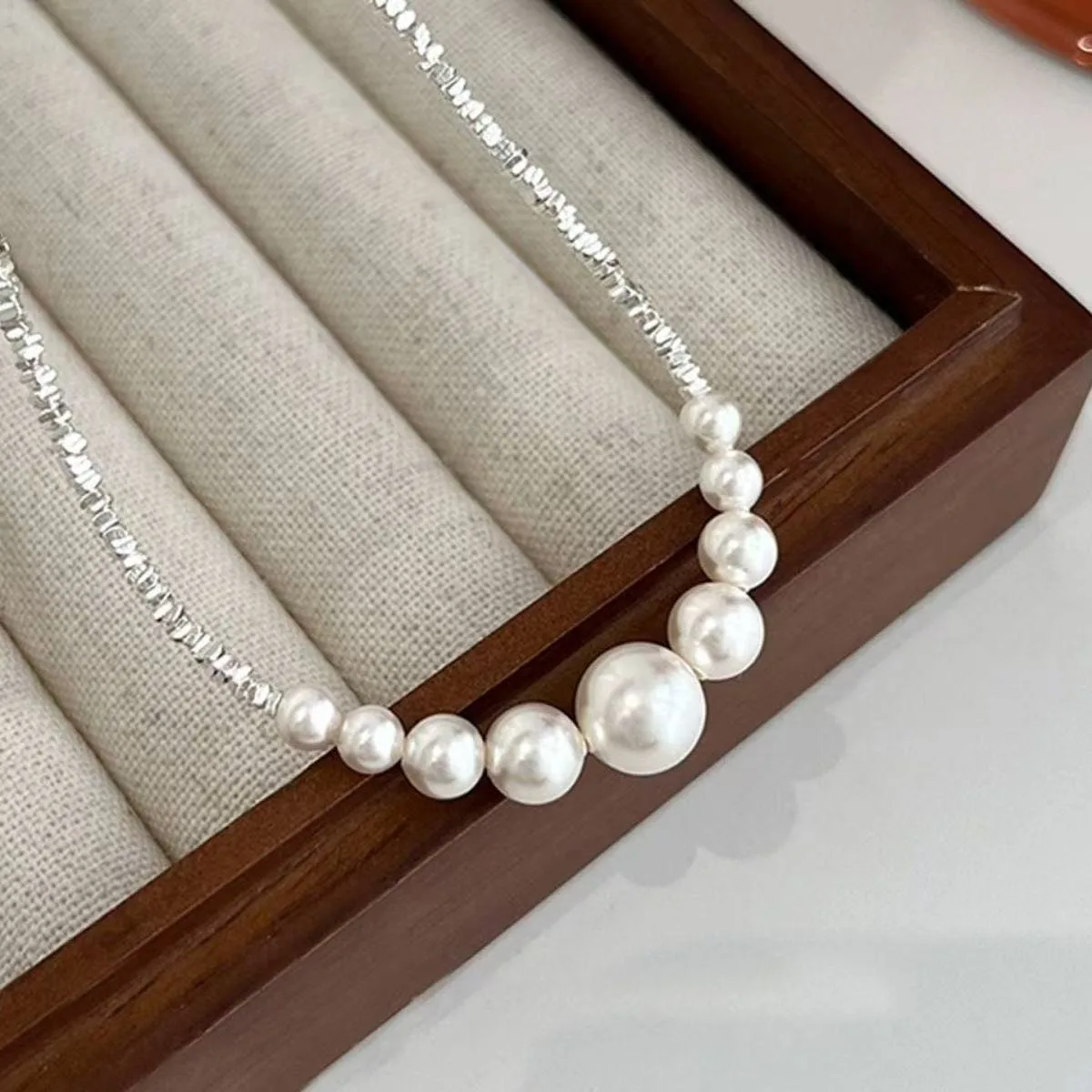Stainless Steel Short Pearl Necklaces,  Layered Necklace Women, Minimalism Style Jewelry Accessories Collar Chain