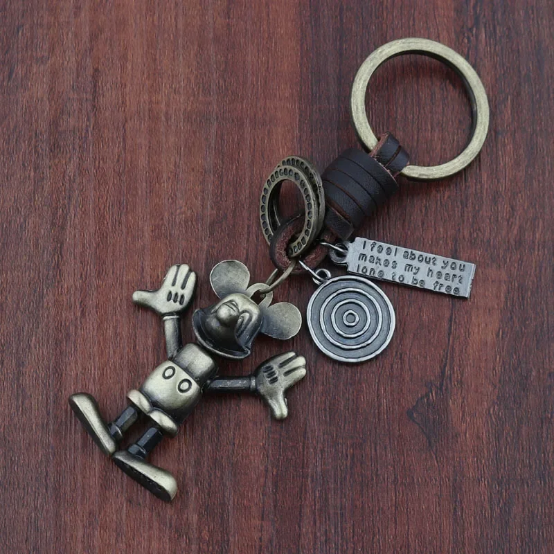 Disney Mickey Keychain Vintage Metal Pendant Backpack Car Key Chain Keyring Accessories Men Women Kids Party DIY Decorations