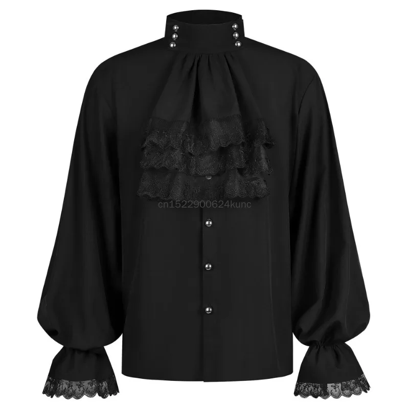 New Men Gothic Medieval Renaissance Costume Victorian Steampunk Ruffle Shirt Pants Men Halloween Pirate Vampire Cosplay Costume - view 2