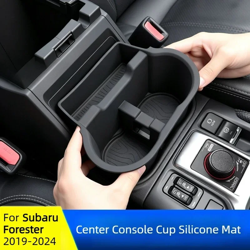 Center Console Cup Holder Silicone Mat Front Cup Slot Modification Accessories For Subaru Forester/Outback/Crosstrek 2019-2026