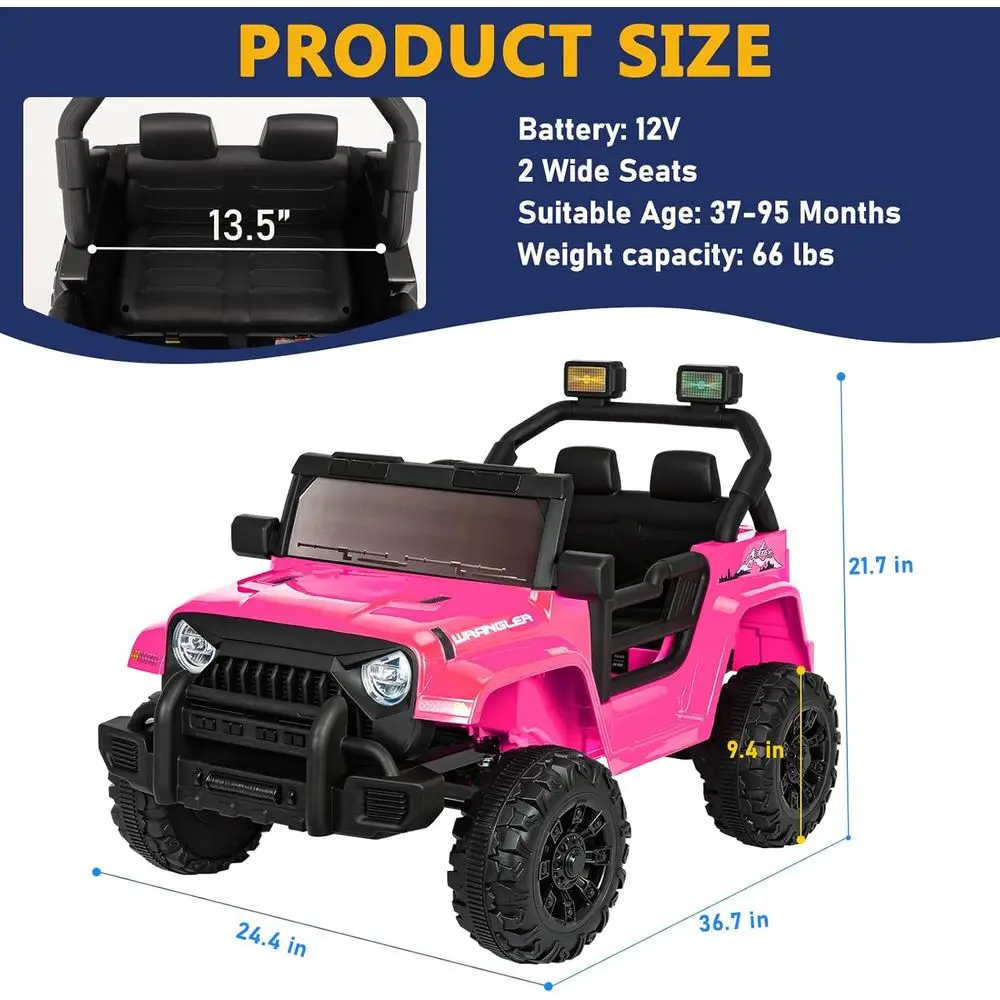 12V Kids Electric Ride on Car, Power Wheels with Parents Remote Control, Kids' Electric Vehicles for Boys and Girls, Battery Pow