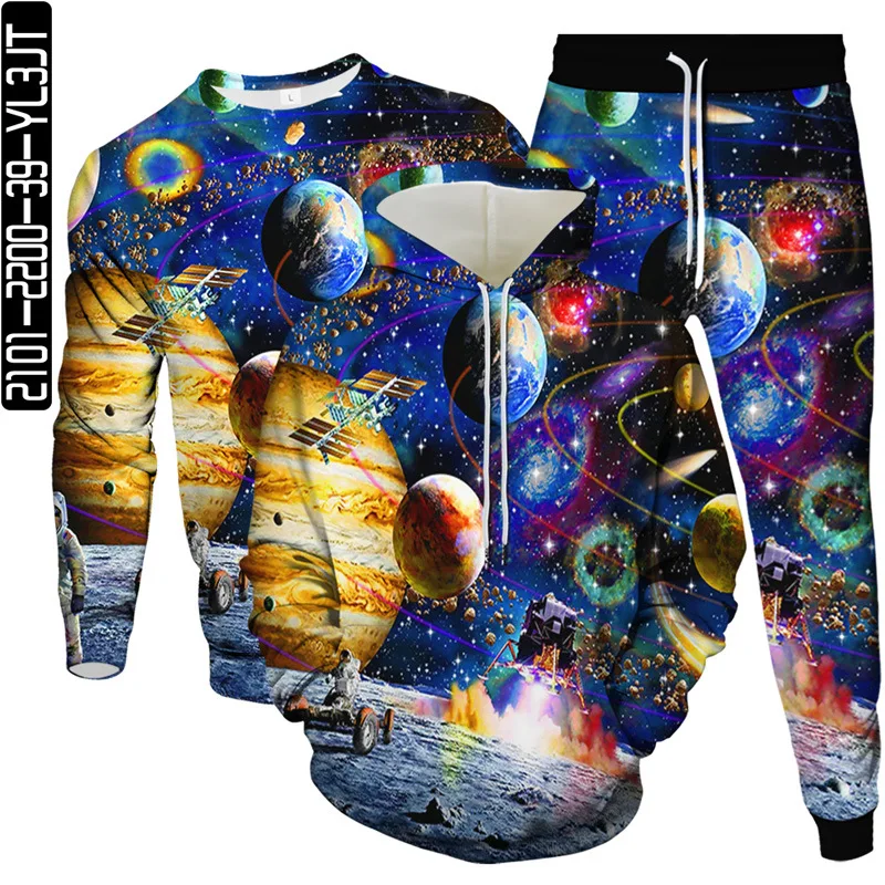 Universe Galaxy Colorful Vortex Planet 3D Print Men Tracksuit 3Pcs Set Clothes Hoodie Sweat Pant Sweatshirt Suit Plus Size S-6XL