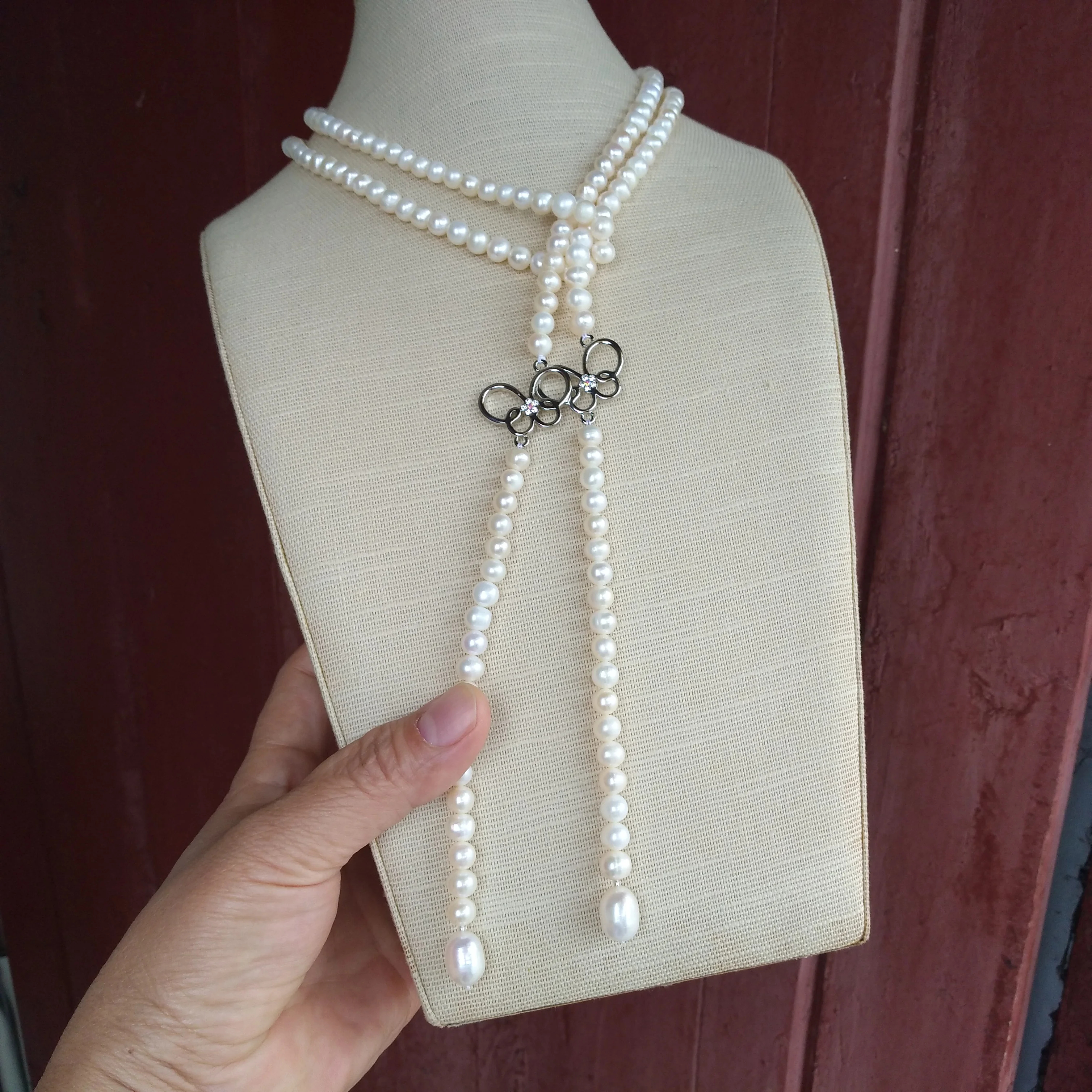 Design Pretty  48inch AAA+  6-7mm Round Akoya White Pearl Necklace  121cm Apply Any Occasion