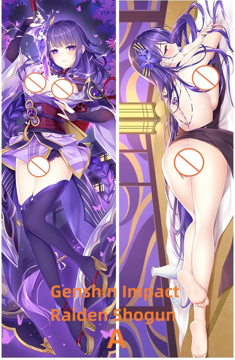 

Двусторонняя наволочка Dakimakura Anime Genshin Impact Raiden Shogun, наволочка в натуральную величину, подарки на заказ