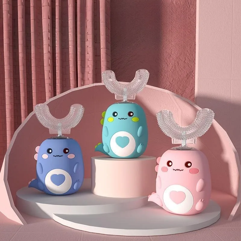 

U Shape Kids Sonic Toothbrush Ages 2-12 Soft Silicone Bristles Quiet Cleaning 360 Degree Teeth Protection Auto Timer IPX7