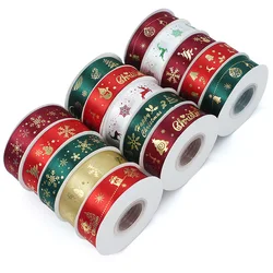 25yards/Roll Satin Ribbons Merry Christmas Theme Design 10/25MM Party Gift DIY Wrapping Tools Handmade Home Decoration Supplies