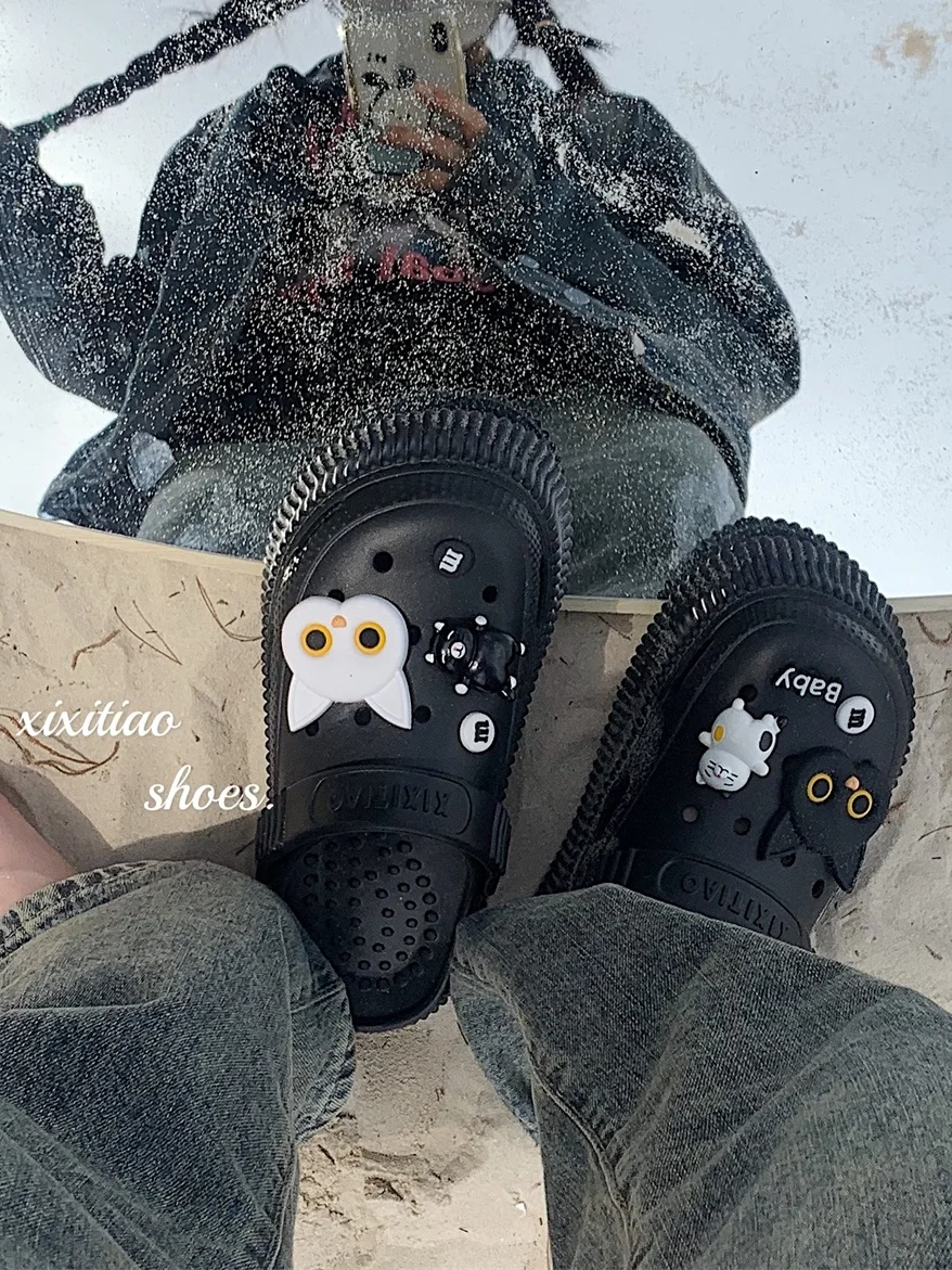 Cute Cat Hole Garden Shoes For Women Slippers 2023 Summer High Rise Thick Sole Soft Sandals Outdoor Beach Slipper