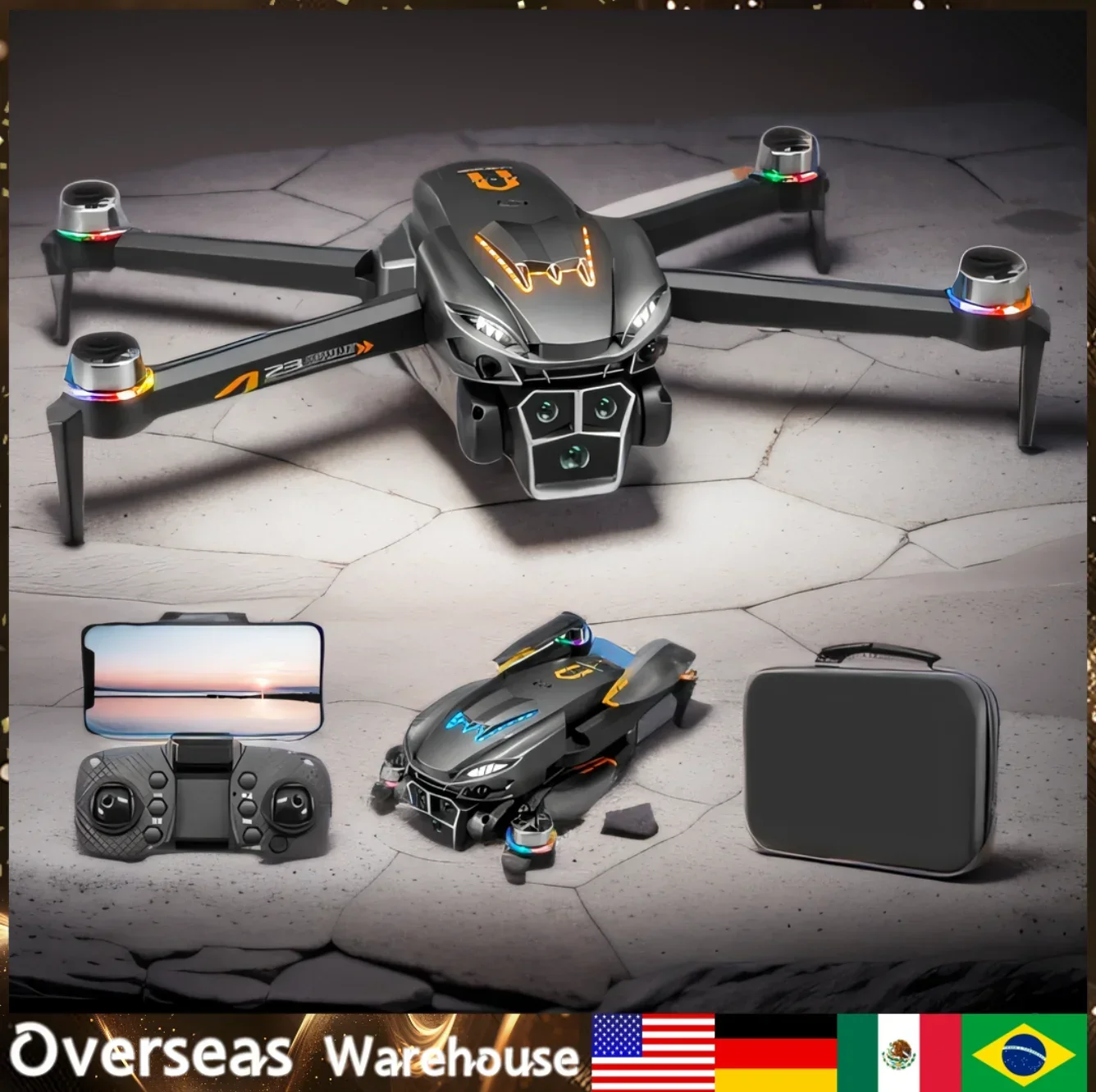 

A23 Drone 4k Professional 4k Three Cameras Camara Drones Drone Camera Fixed-point Hovering Intelligent Obstacle Avoidance Drone