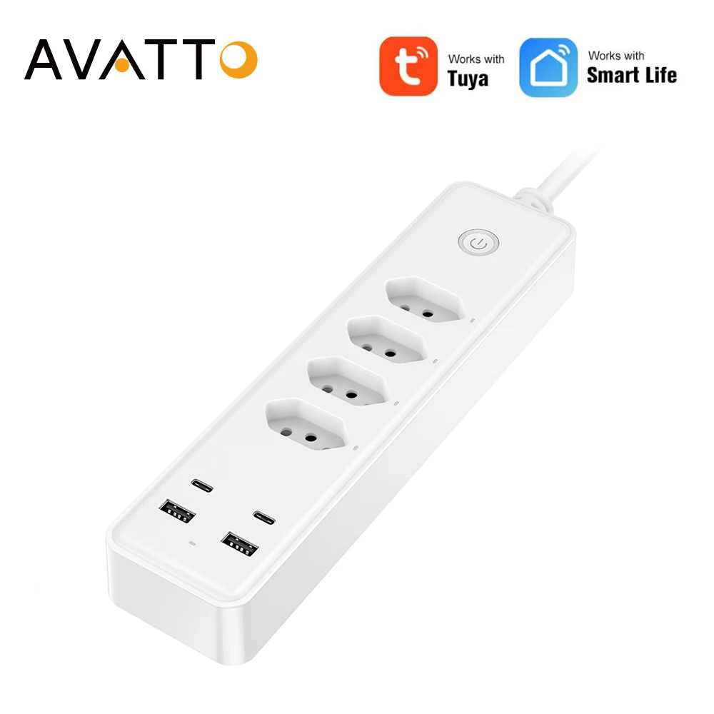 AVATTO Tuya Brazil WiFi Smart Plug & Power Strip Timing Smart Life APP Remote Control for Alexa Google Home Appliance