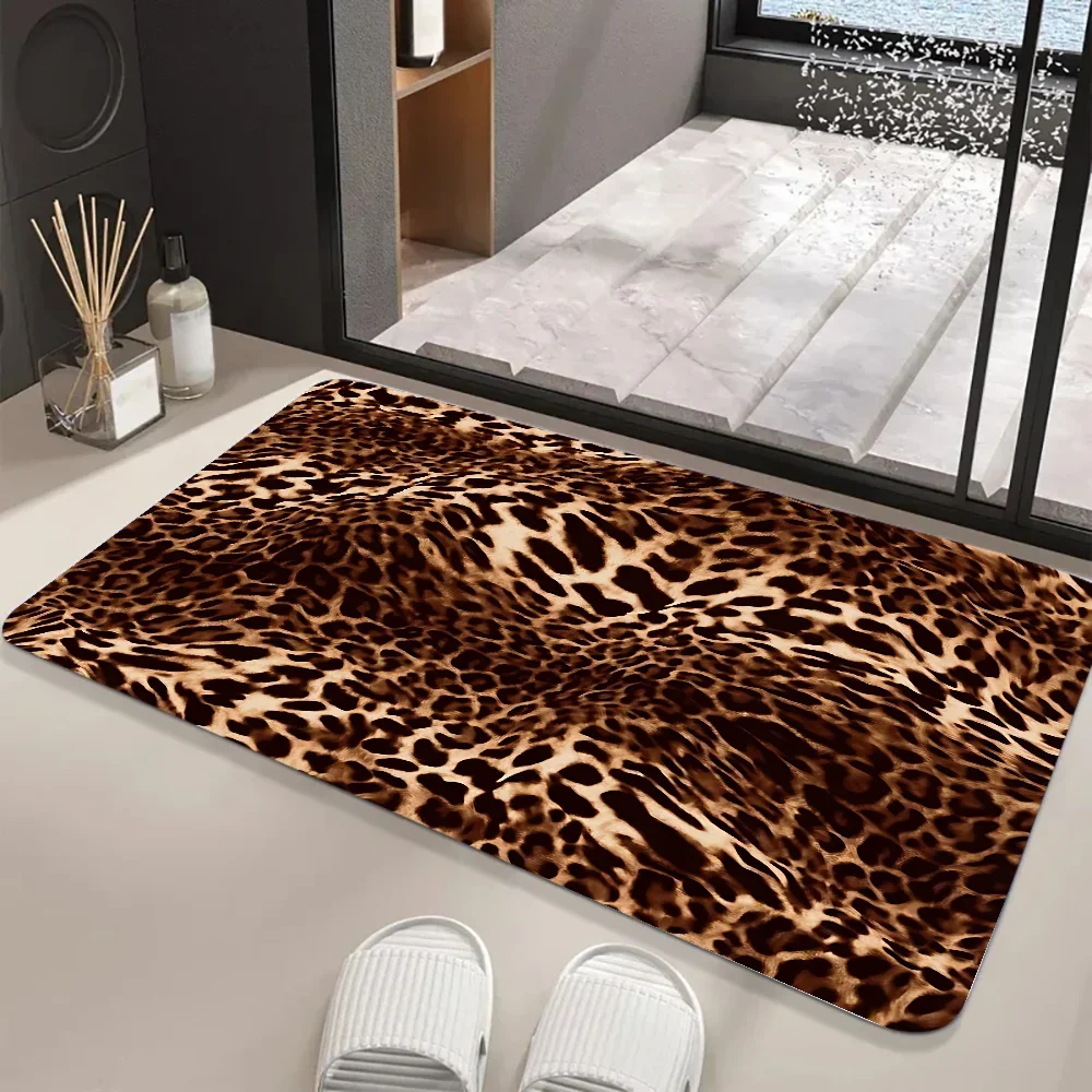 

3D Wild Leopard Print Floor Mat Graphic Printed Flannel Doormats For Bathroom Kitchen Entrance Carpet Home Decor