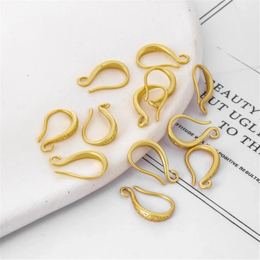 18K Gold Accessories Ear Hook, Simple Retro Sand Gold Matte, DIY Jewelry Material, Earring Hook