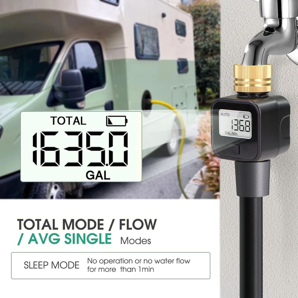 3/4″ Water Flowmeter NPT/BSP Brass Movable Joint Consumption & Flow Rate Garden Irrigation Hose Water Gun Sprinkler Taps Fitting