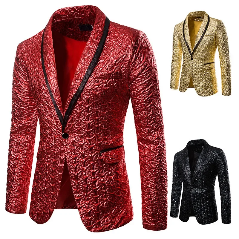 

2023 Autumn New Gold Plated Pleated Solid Color Performance Suit Small Suit Large Suit