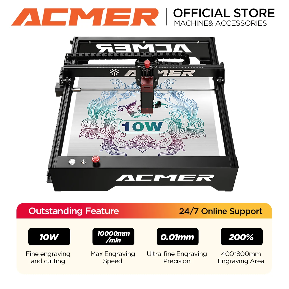 ACMER P1 10W powerful laser Engraver woodworking cutting machine Wifi APP control wood panel engraving cutting 400x410mm Size