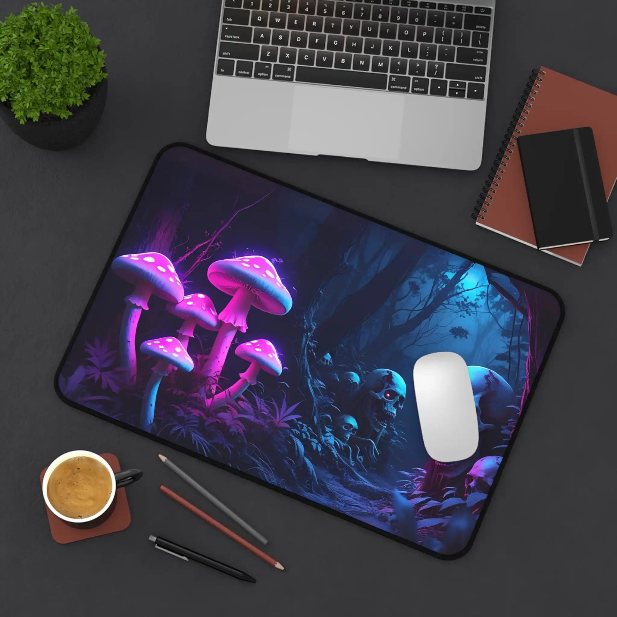 Mouse pad de jogo de cogumelo mágico, almofada de mesa de decoração de escritório de cogumelo, mouse pad impermeável antiderrapante, presente perfeito para amantes de cogumelo