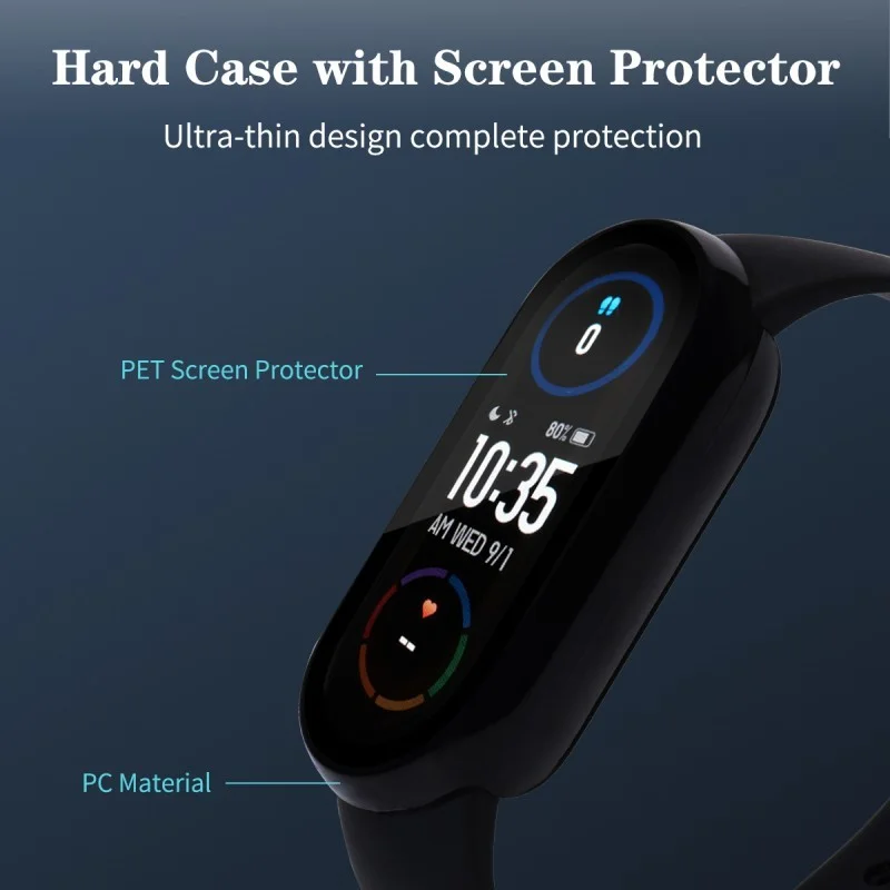 Watch Protective Film with Case for Xiaomi Mi Band 6 5 4 3 Smart Watchband Bracelet 3D Full Screen Anti-Scratch Protector Films