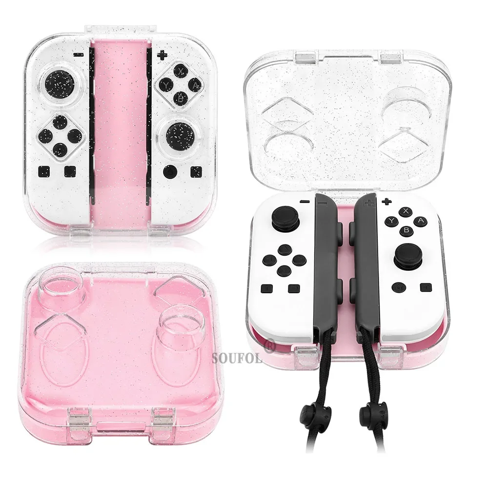 New Joycon Handle Portable Storage Box with Wearable Protective Case PC Transparent Storage Case For Switch/OLED Joy-con Handle