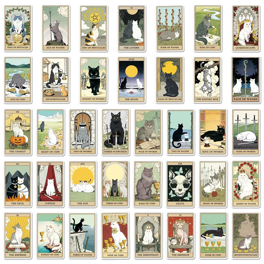 

10/30/78pcs Vintage Gothic Cat Tarot Cartoon Stickers Waterproof DIY Skateboard Suitcase Phone Cool Graffiti Sticker Fun for Toy