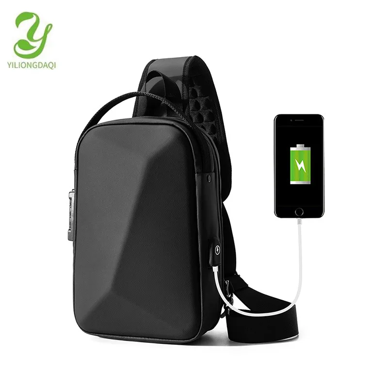 Men's Waterproof Shoulder Bag Male Multifunction Anti-theft Crossbody Bag Casual Short Trip USB Charging Sling Chest Pack