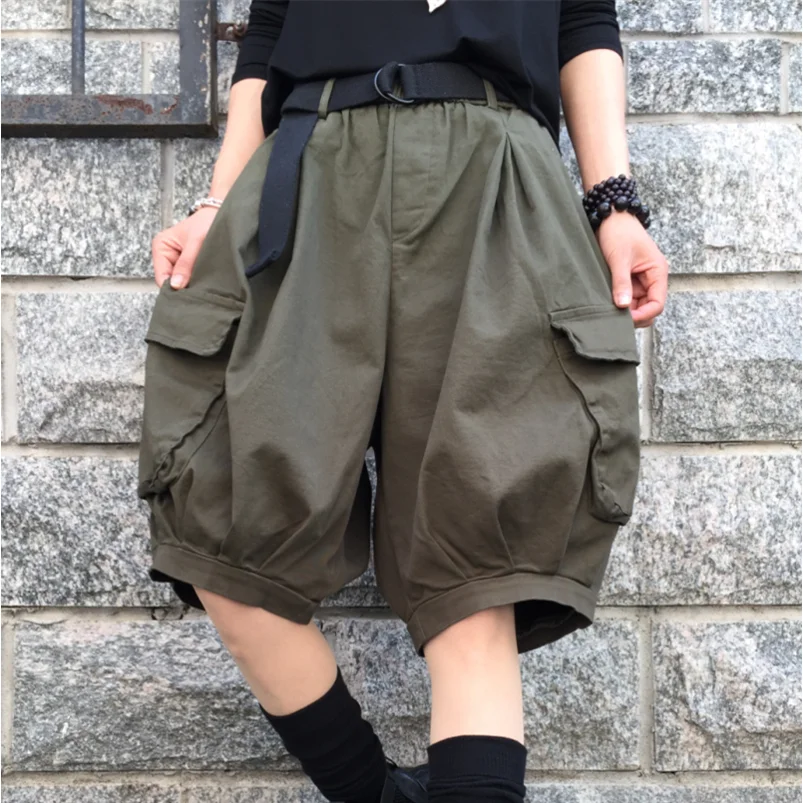 2024 estate nuovi pantaloni a cinque gambe di grandi dimensioni tasca personalizzata in cotone Versatile pantaloni a lanterna Casual pantaloncini da lavoro alla moda da donna