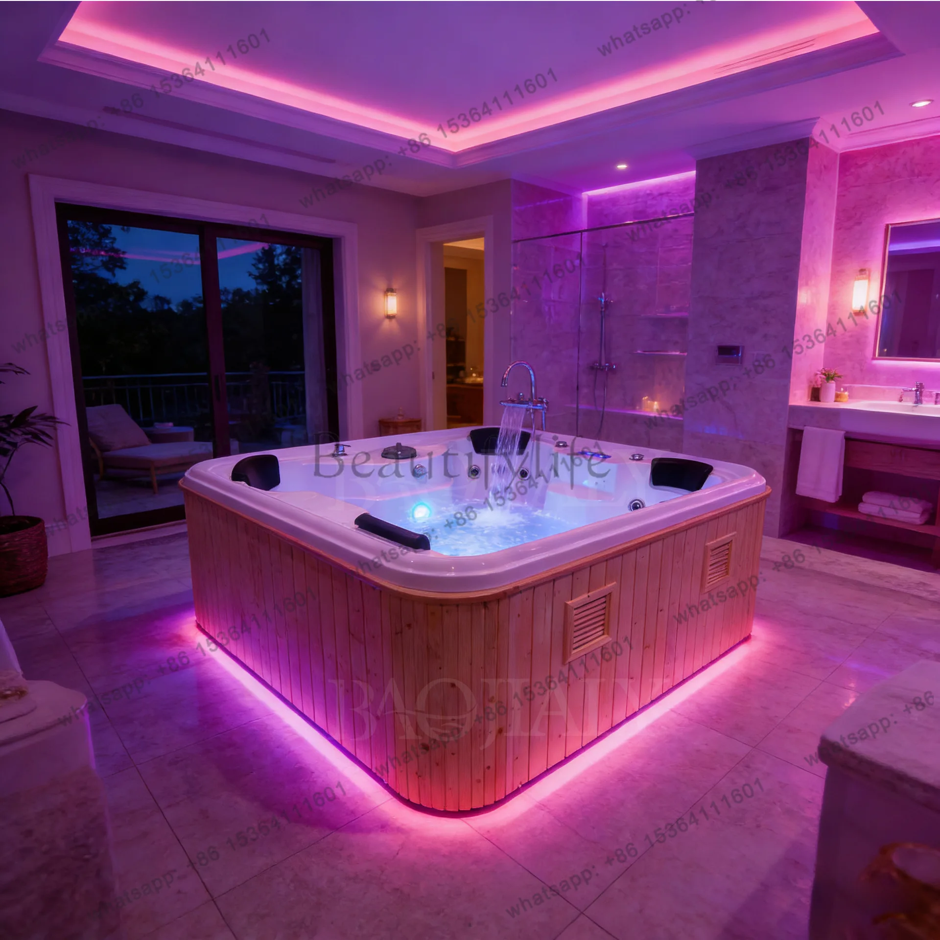 Outdoor Jacuzzi 4 People Surfing Smart Thermostatic Spa Villa Hotel Acrylic Large Pool SPA Pool