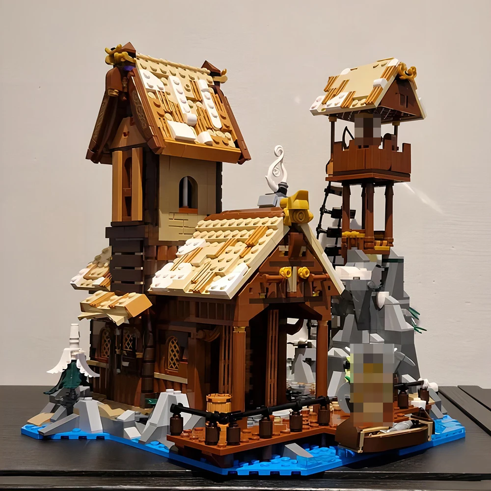 1837PCS MOC Medieval Street Scene Viking Port House DIY Creative Retro Building Children's Toy Birthday Gift Building Blocks