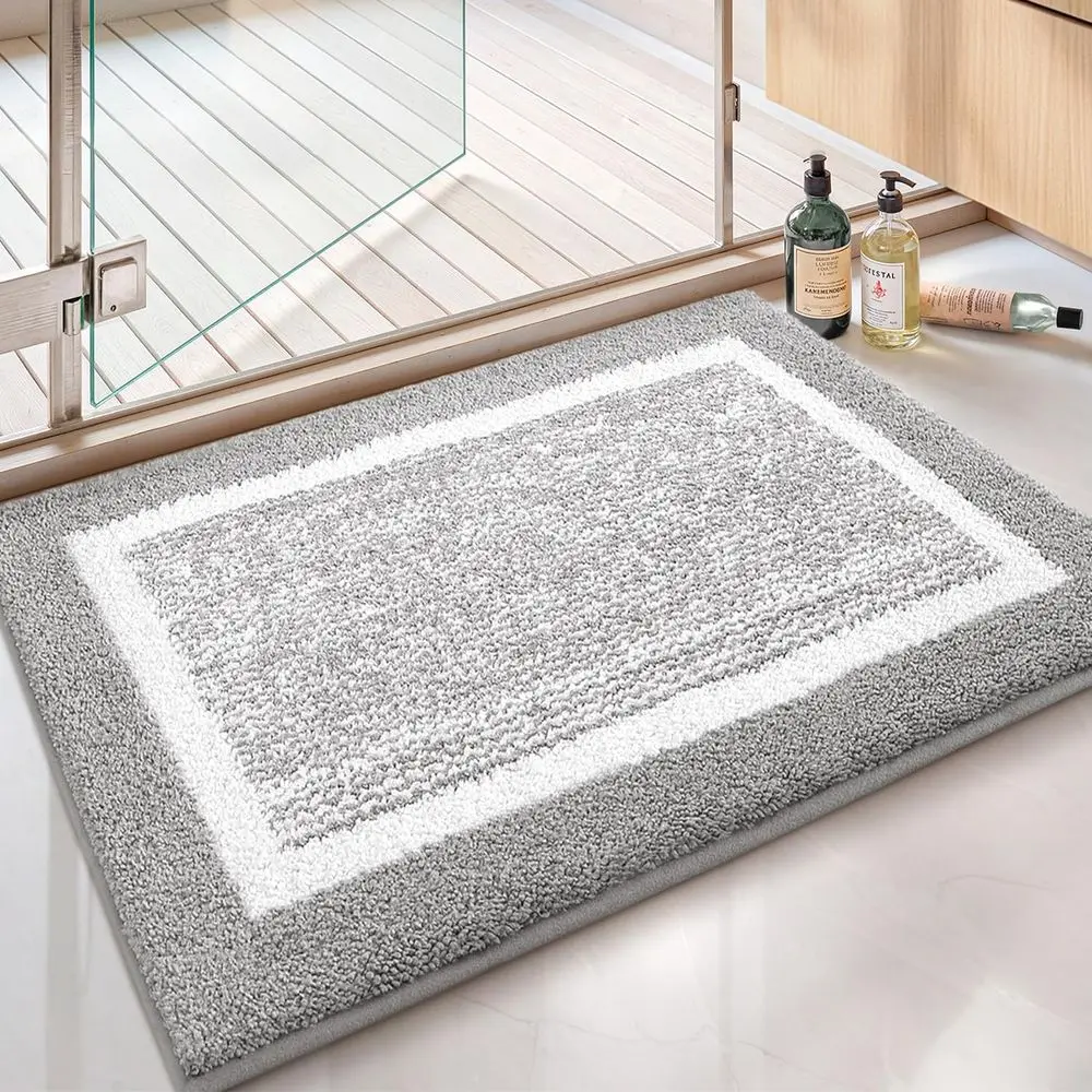 

Simple and Stylish Large Bath Mats or Bathroom Non Slip, 24"x36" Gray Bathroom Rugs, Absorbent, Sot, Washable, Microiber Bath Ru