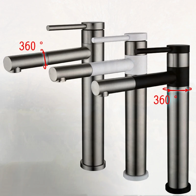 Cold and Hot Mixer Sink Tap Brushed  360 Rotating Bathroom Basin Faucet304 stainless steel Kitchen Toilet Lavotory Faucets