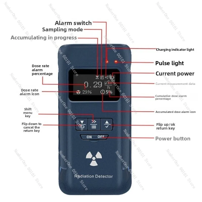 Portable Nuclear Radiation Detector Geiger Counter Dosimeter Alarm Radioactive Tester For Home Industrial Safety Monitoring Use