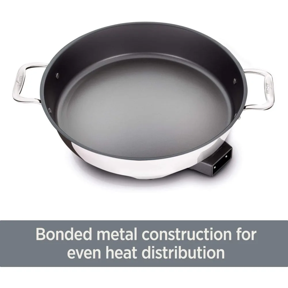 All-Clad Electrics Stainless Steel and Nonstick Surface Skillet 7 Quart 1800 Watts Temp Control, Cookware